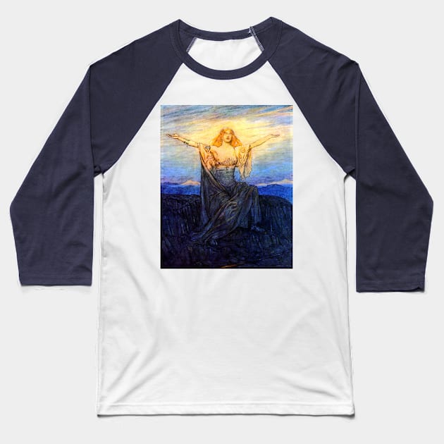 Greeting the Sun - Siegfried and the Twilight of the Gods - Arthur Rackham Baseball T-Shirt by forgottenbeauty